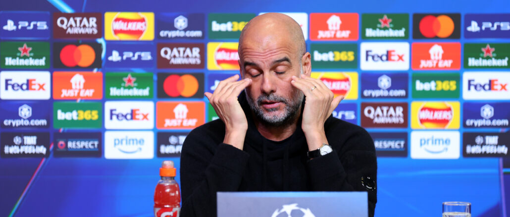 Manchester City Training And Press Conference - UEFA Champions League 2024/25 League Knockout Play-off First Leg Pep Guardiola