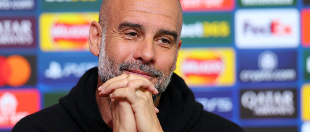 Manchester City Training And Press Conference - UEFA Champions League 2024/25 League Knockout Play-off First Leg Pep Guardiola