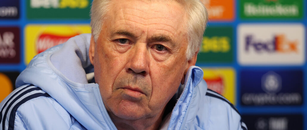 Real Madrid C.F. Training And Press Conference - UEFA Champions League 2024/25 League Knockout Play-off First Leg Carlo Ancelotti