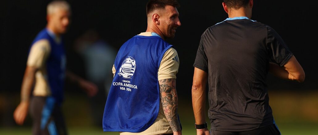 Argentina Training and Press Conference - CONMEBOL Copa America USA 2024 Lionel Messi y Lionel Scaloni