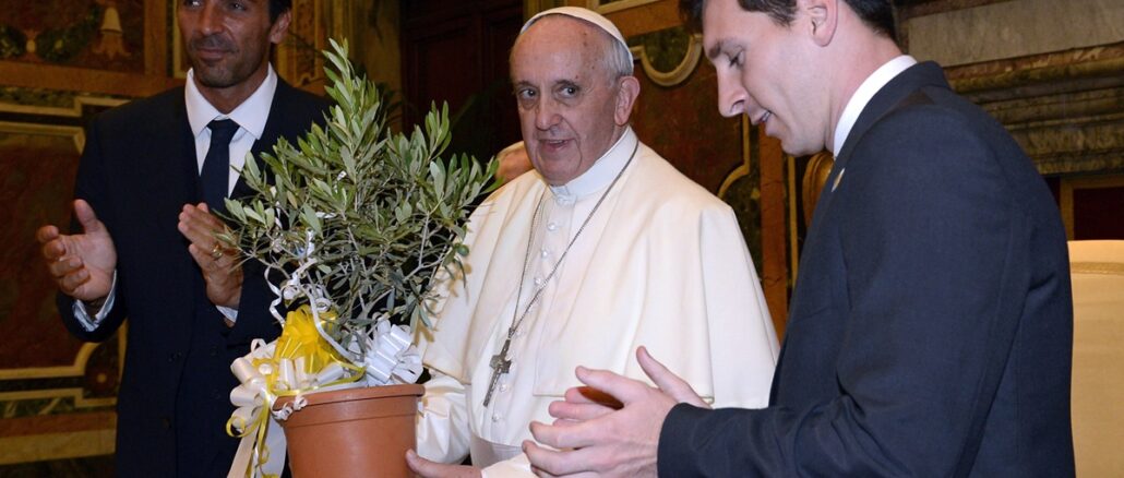 Pope Francis Meets Italy and Argentina Football Teams
