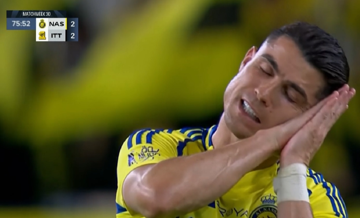 El enojo viral de Cristiano Ronaldo por pasar de ganar 2 a 0 que le empaten en 3 minutos