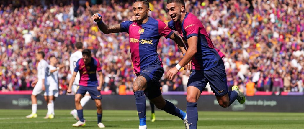 Raphinha celebra su gol Raphinha y otro doblete ante Real Madrid