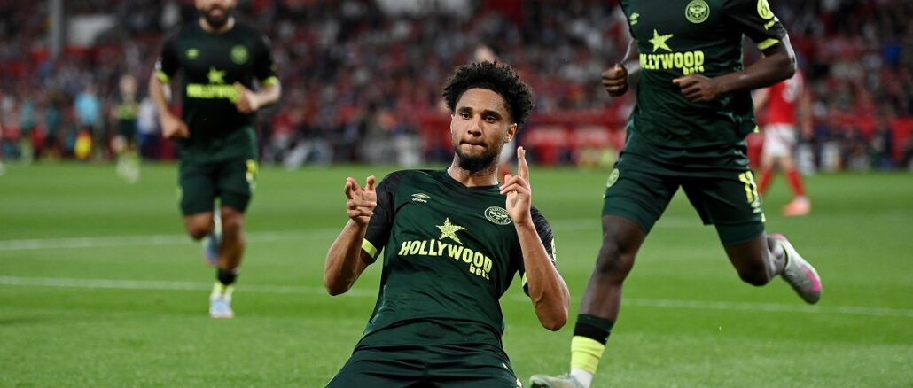 Kevin Chade celebró el sorpresivo gol del Brentford sobre el Nottingham Forest