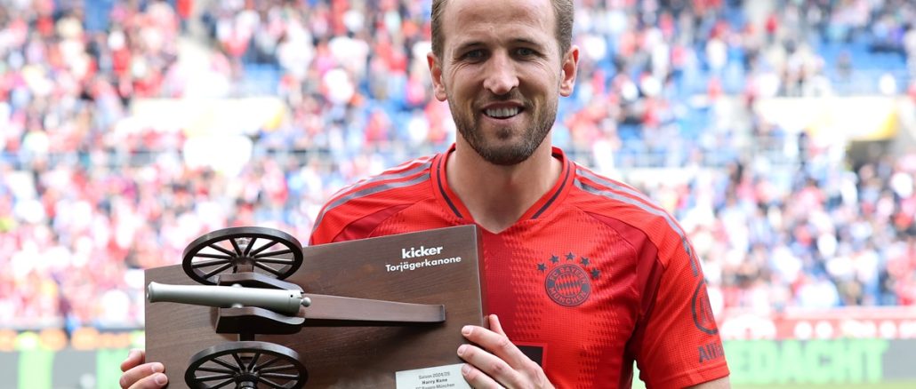 Harry Kane con trofeo Harry Kane fue goleador de Bundesliga
