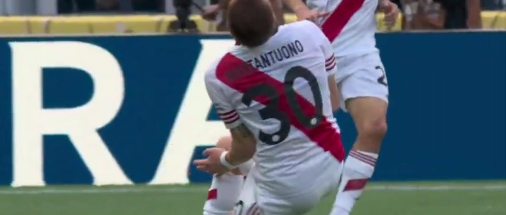 Franco Mastantuono Franco Mastantuono recibió una fuerte falta y encendió alarmas