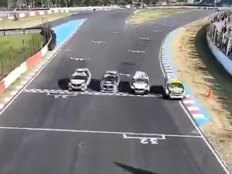 Inolvidable la definición de este domingo en el Turismo Pista con cuatro pilotos cruzando la línea al mismo tiempo