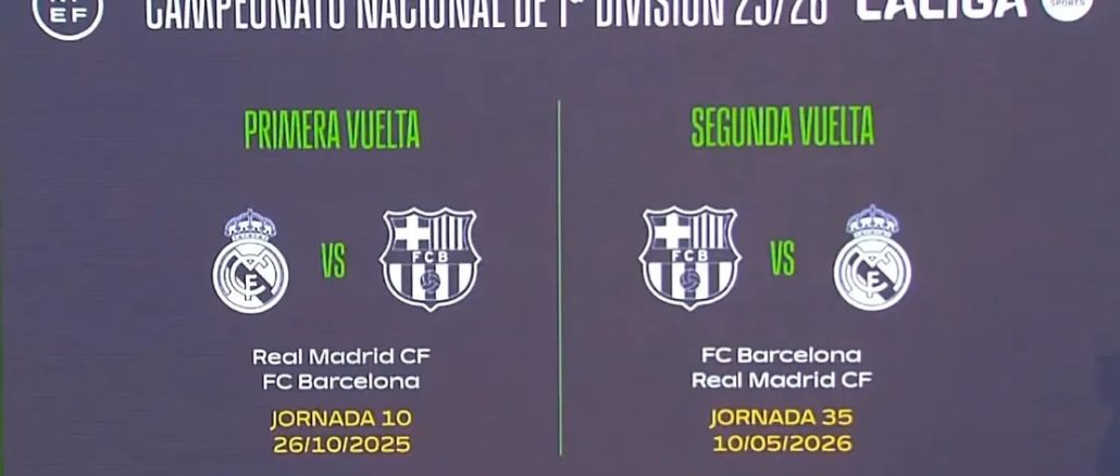 Clásicos de La Liga 2025/26 Real Madrid vs Barcelona con fechas confirmadas para La Liga 2025/26