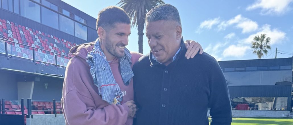 De Paul y Tapia De Paul visitó el estadio de Barracas Central con Chiqui Tapia