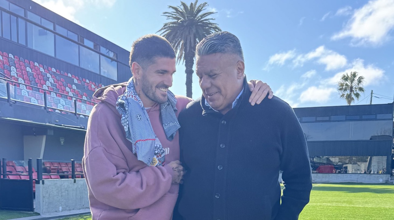 De Paul visitó el estadio de Barracas Central con Chiqui Tapia