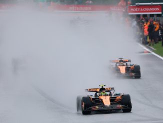 La imagen es elocuente del porqué las lluvias demoran la largada de la Fórmula 1 en Bélgica