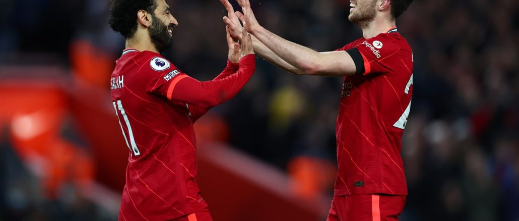 Mohamed Salah y Diogo Jota en sociedad. El Liverpool extrañará al portugués. Mohamed Salah despidió con sentidas palabras a Diogo Jota