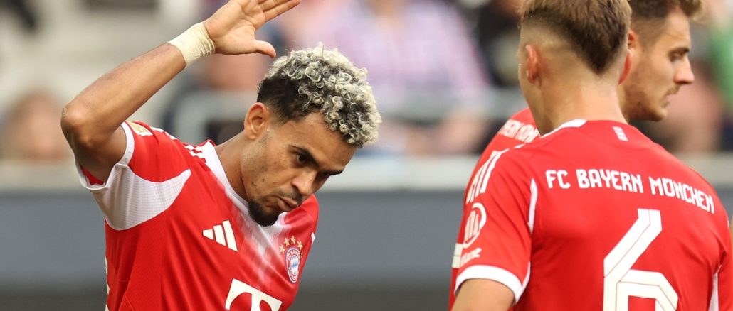 Luis Díaz festeja el 2 a 0 parcial de Bayern Múnich sobre Augsburgo Otro gol del colombiano: Luis Díaz ya lleva 2 goles en 2 partidos de Bundesliga