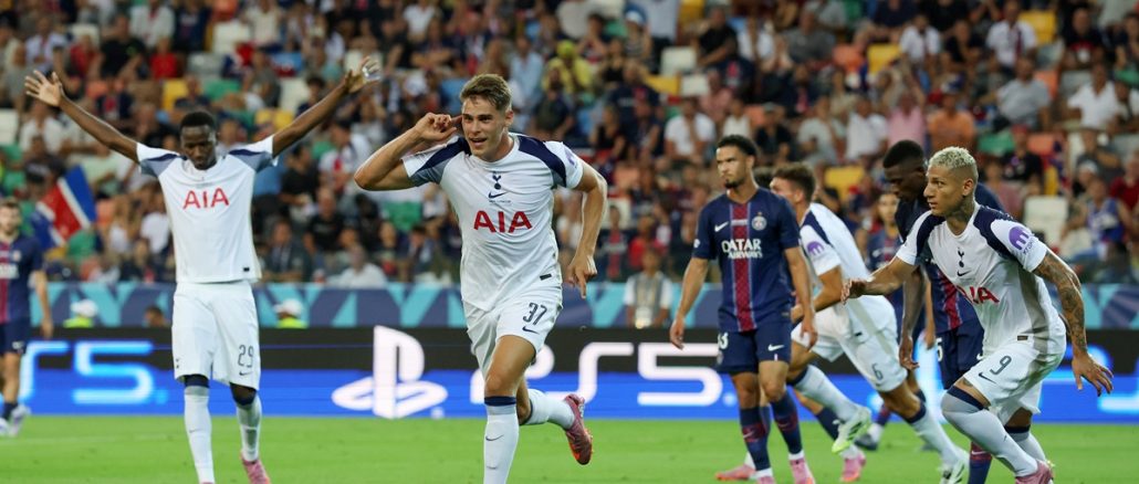 Micky van de Ven abrió la cuenta para Tottenham ante PSG en la Supercopa de Europa