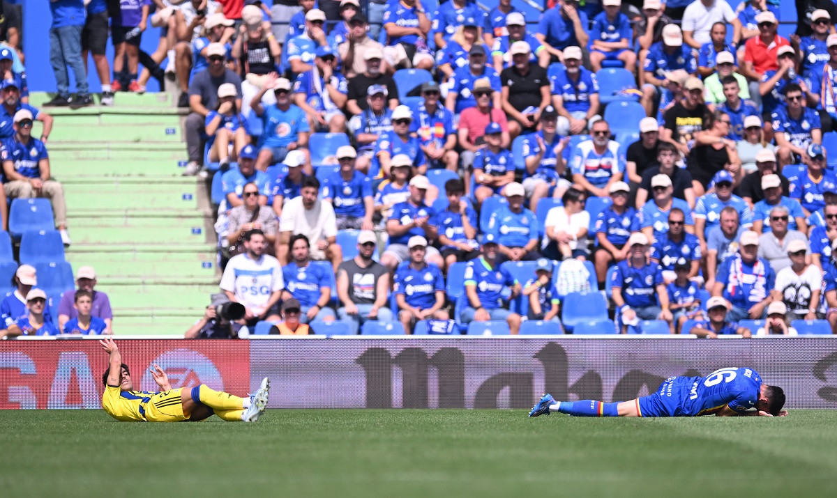 Escalofriante choque de cabezas en Getafe – Real Oviedo: Nacho Vidal, al hospital