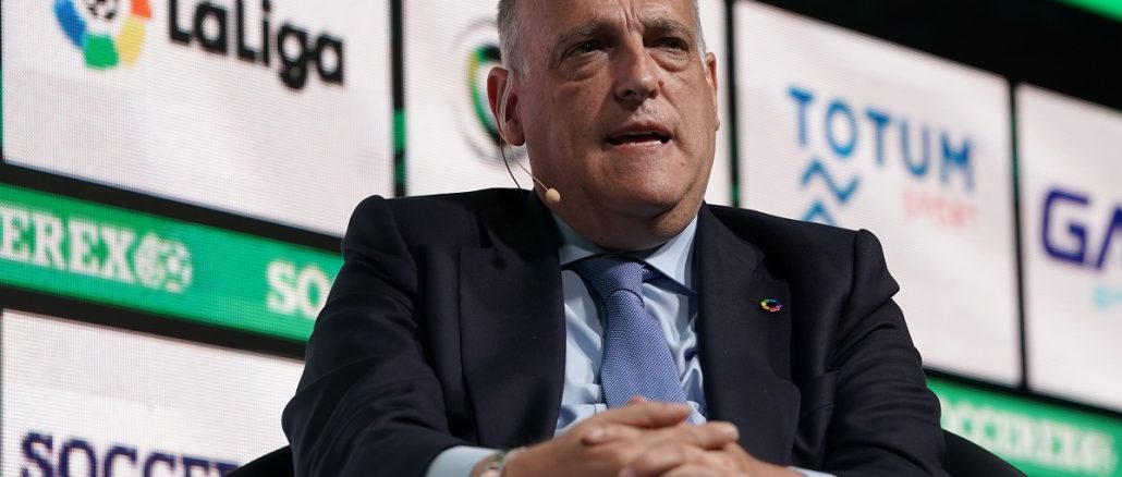 Javier Tebas ataca otra vez al Real Madrid: "No he visto ningún informe de los penales en RMTV"