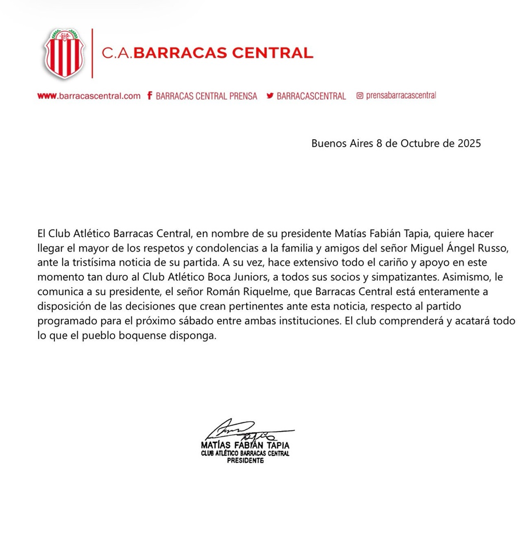 Comuicado de Barracas Central