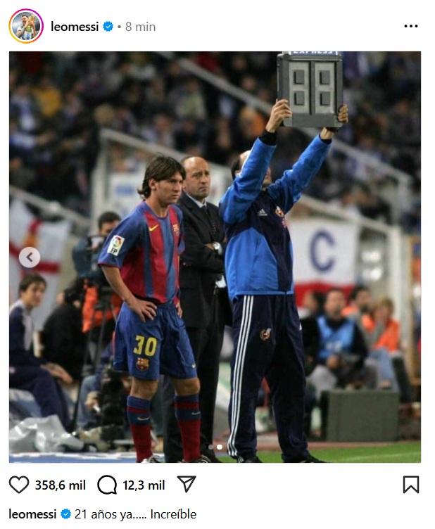 Publicación de Lionel Messi en Instagram