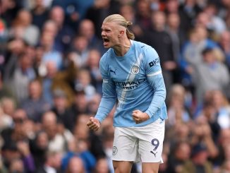 Haaland anotó un doblete ante Everton y marcó 21 goles en los últimos 11 partidos