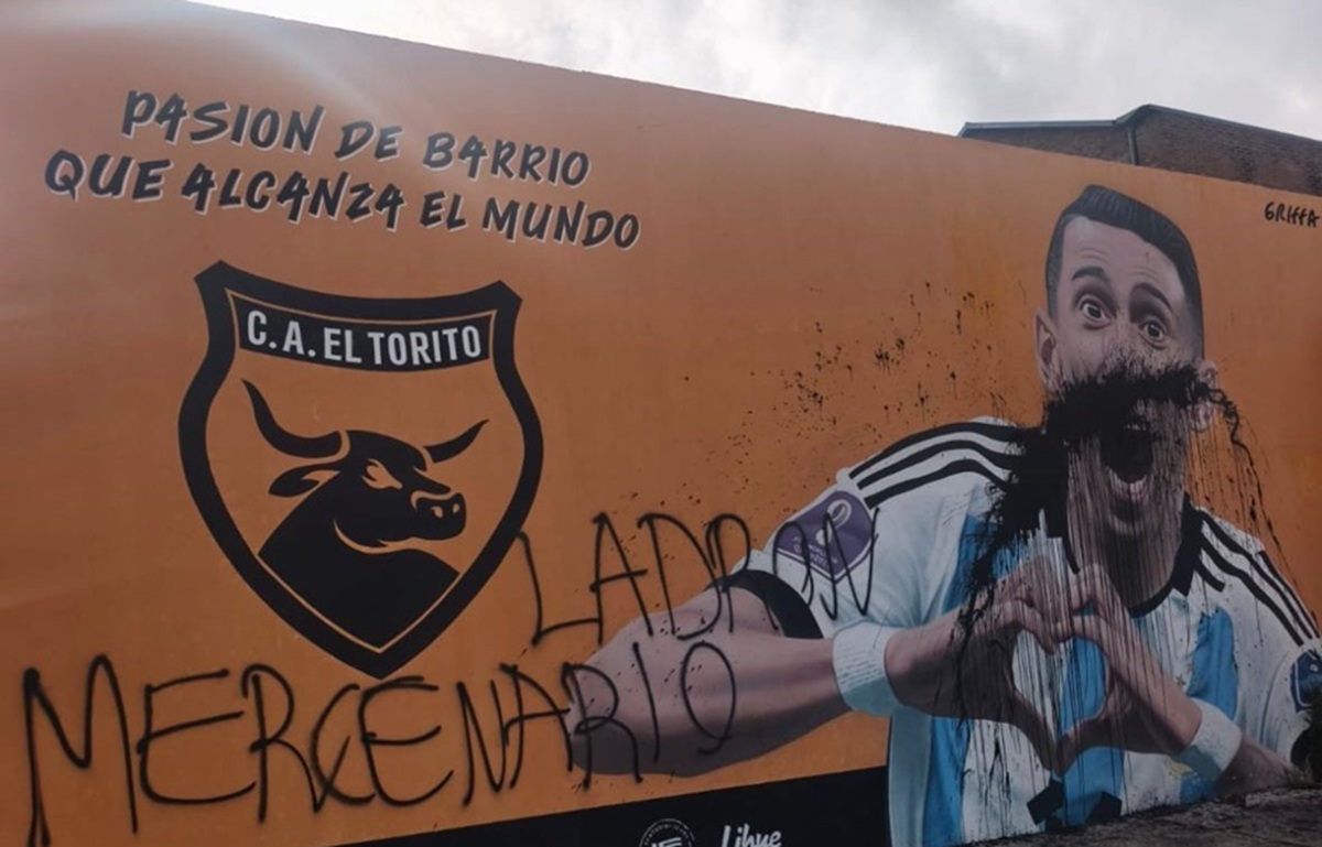 Impacto por la vandalización de un mural de Ángel Di María