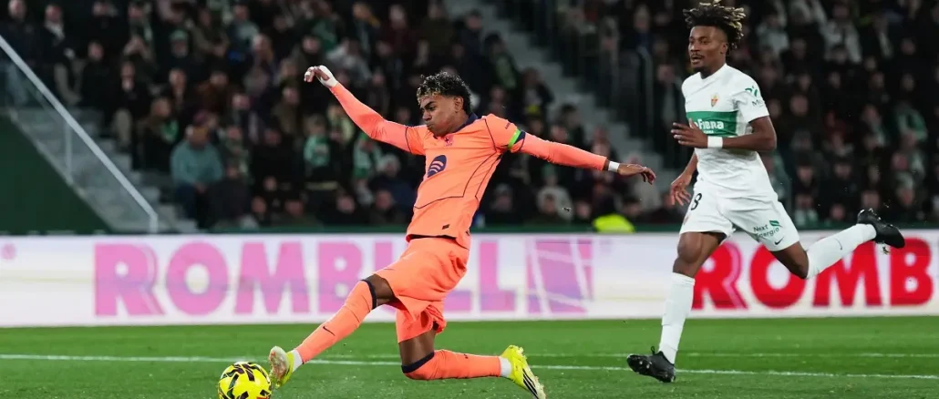 Lamine Yamal, on fire en Barcelona: anotó ante Elche y es el tercer gol en partidos seguidos