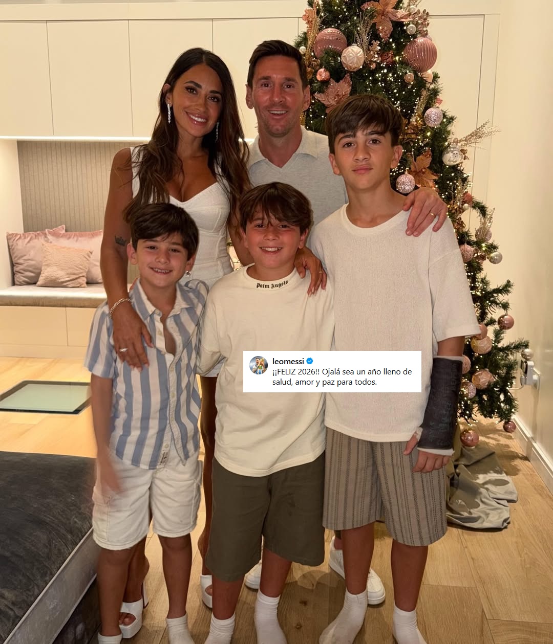 Lionel Messi celebró año nuevo con una publicación en redes sociales, mostrándose junto a su familia en el año de la Copa Mundial 2026.