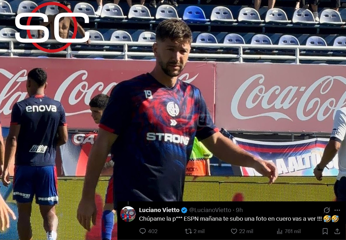 Al ex Racing le postearon una imagen que no lo favorecía. Luciano Vietto apuntó contra ESPN por una foto: "Chupame..."