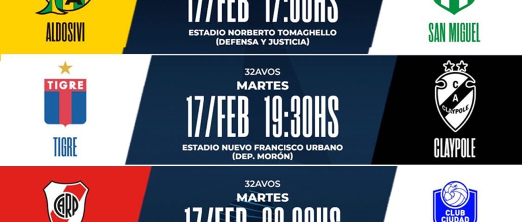 Copa Argentina 2026 Partidos del martes 17 de febrero Copa Argentina
