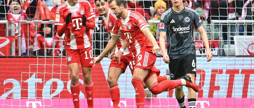 El inglés puso el 2 a 0 parcial para Bayern Múnich ante Frankfurt. Harry Kane celebró sus 500 goles marcando el 501 de su carrera
