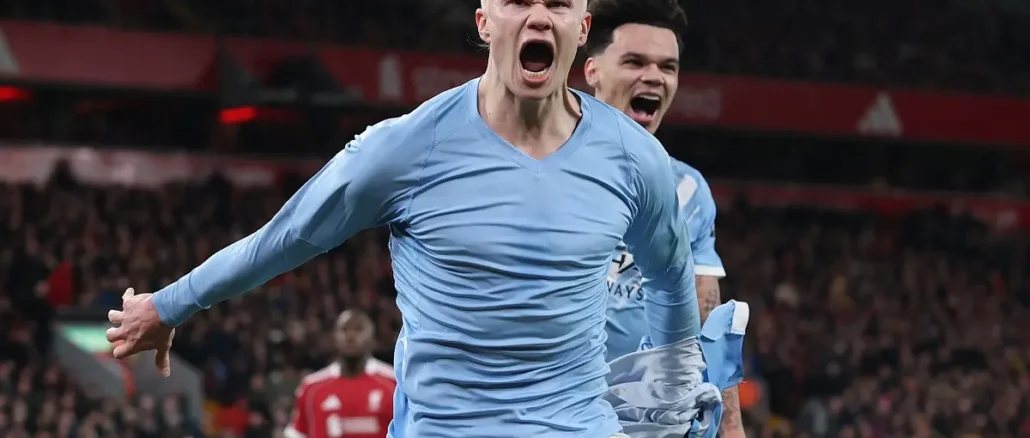 liverpool-v-manchester-city-premier-league (4) Erling Haaland metió su primer gol en Anfield Road y volvió a las redes tras un mes en Premier