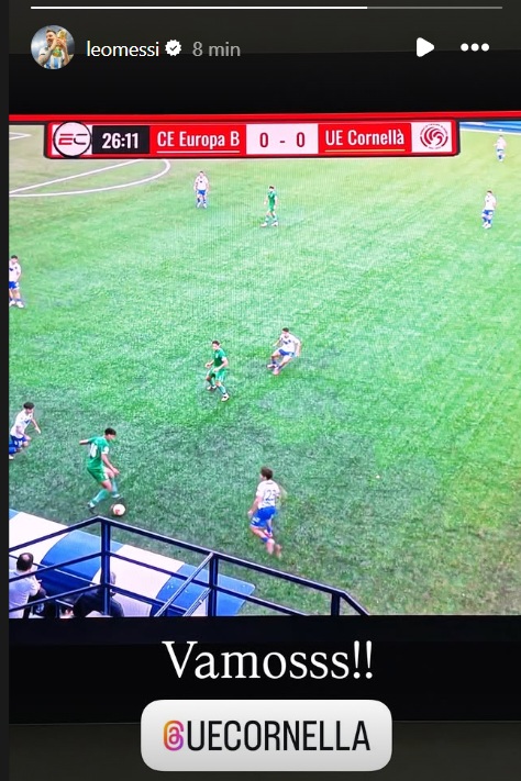Messi publicó una historia viendo en vivo al UE Cornellà
