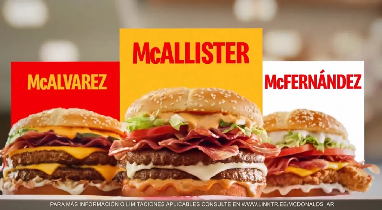McDonalds ideó tres hamburguesas con los nombres de tres futbolistas de Argentina