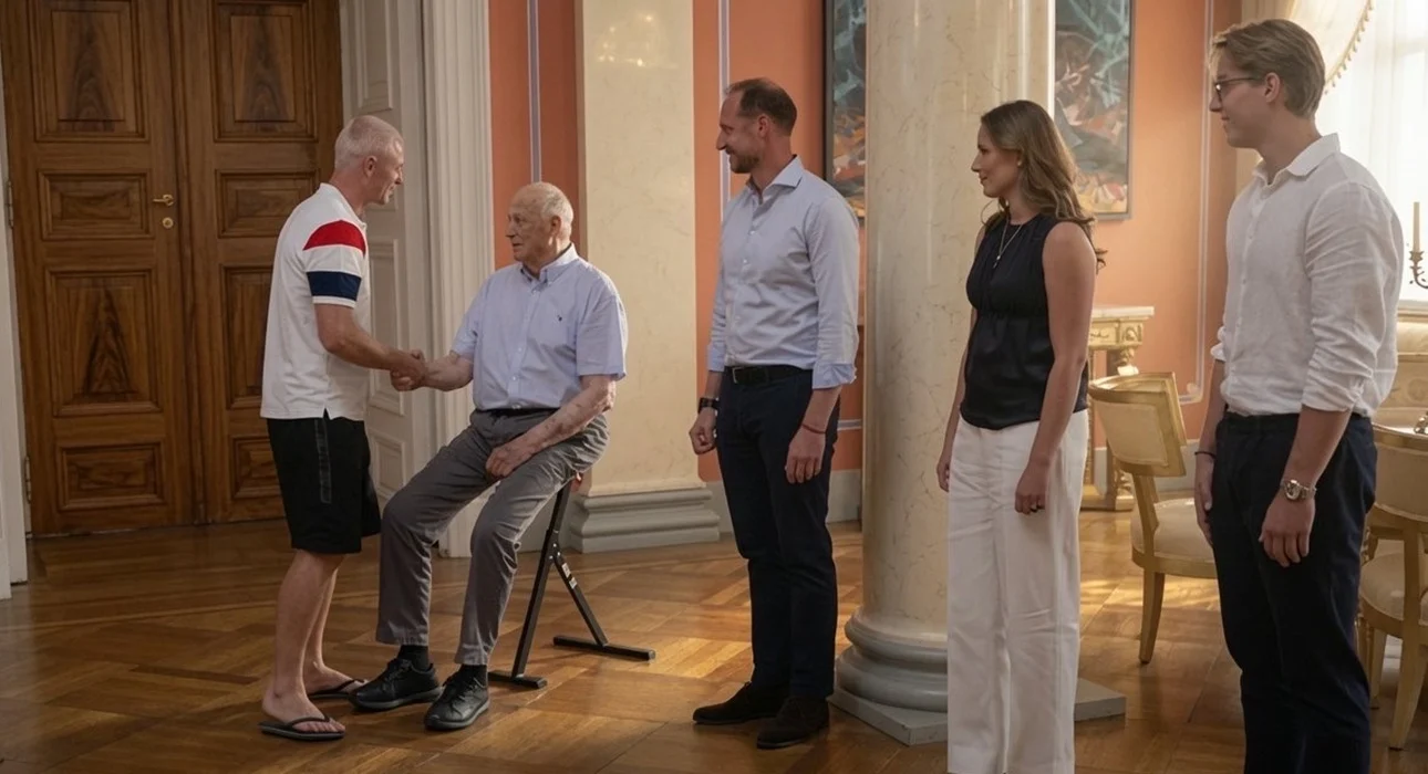 Julian Ryerson saludó en chancletas al rey de Noruega y estallaron las redes