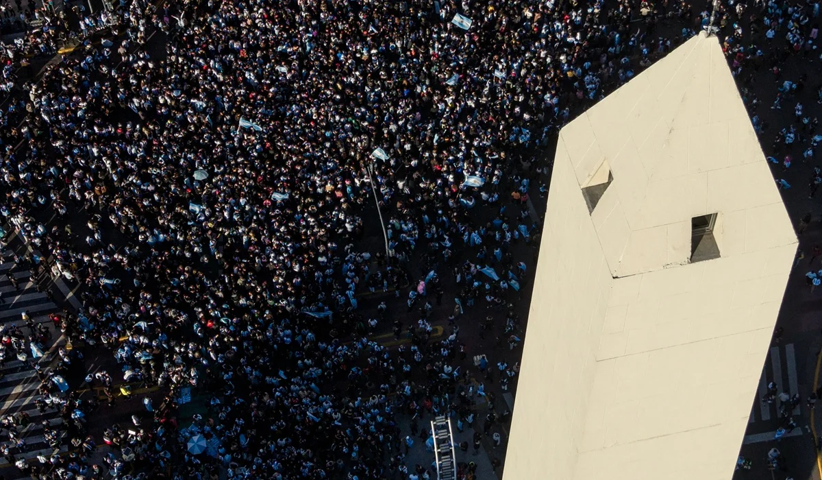 Incidentes en el Obelisco en la celebración del triunfo argentino del Mundial