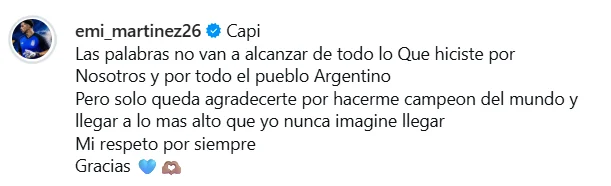 Mensaje de Dibu Martínez para Lionel Messi