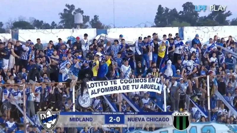 La bandera viral de Midland a Gastón Lotito tras el triunfo sobre Chicago: «Te coj… en la alfombra de tu abuela»