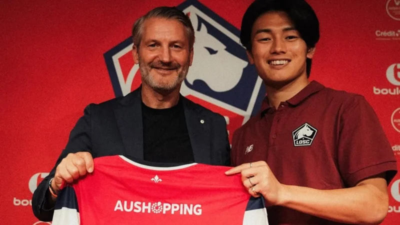 Ayase Ueda debutó con gol para Lille y orgullo para Japón