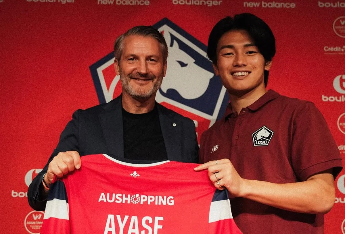 Ayase Ueda debutó con gol para Lille y orgullo para Japón