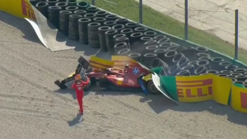 Durísimo choque de Charles Leclerc en el Gran Premio de Italia: abandono de un Ferrari en Monza