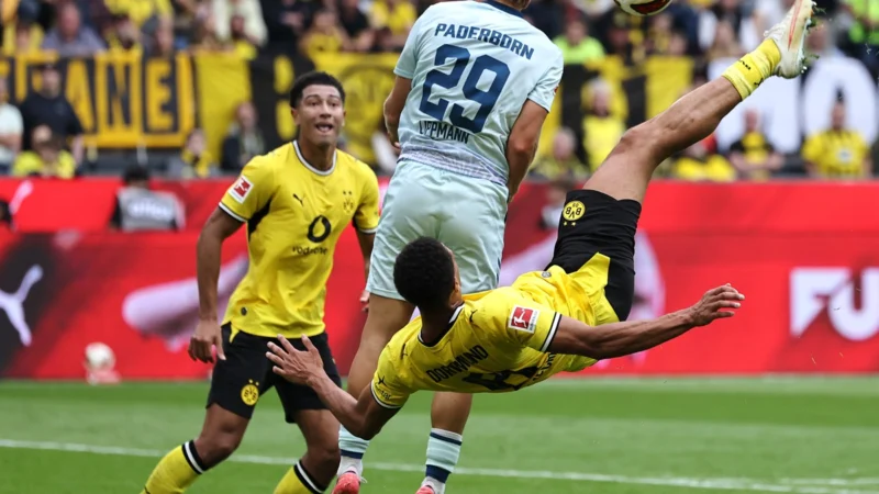 Borussia Dortmund goleó a Paderborn con espectacular tanto de Felix Nmecha