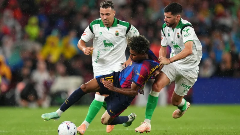 Lamine Yamal falló un penal para Barcelona ante Racing de Santander