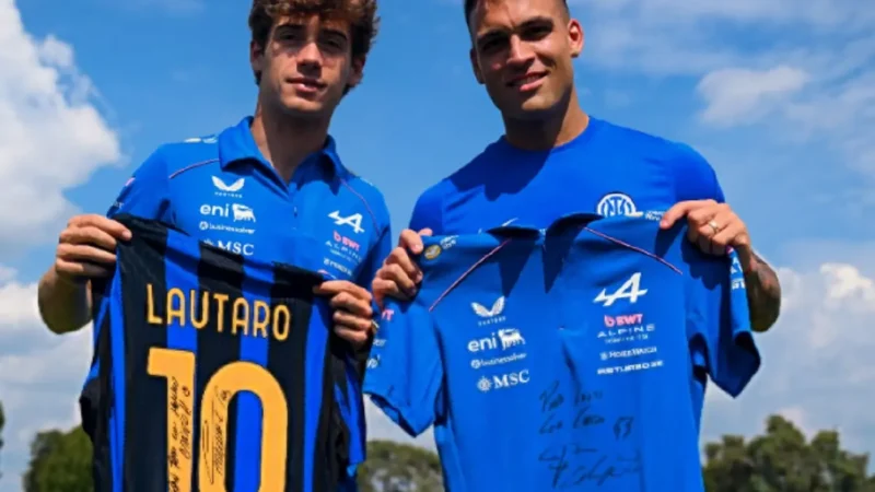 Franco Colapinto visitó a Lautaro Martínez en el Inter en la previa de la Fórmula 1 en Monza