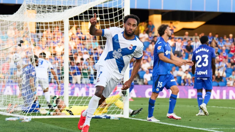 El imparable Aubameyang sentenció el empate de Deportivo ante Getafe