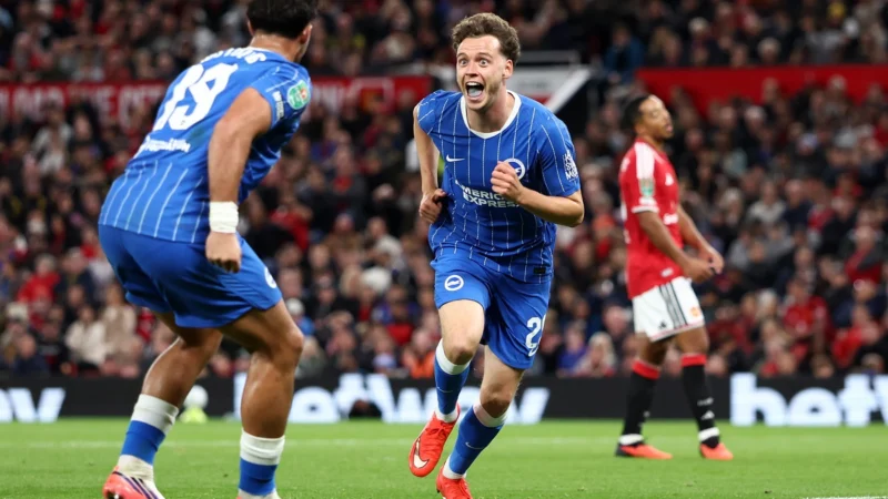 Durísima eliminación de Manchester United en EFL Cup: Brighton remontó dos goles en Old Trafford