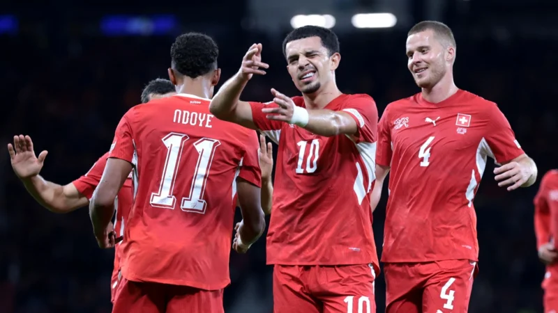 Suiza aprovechó la rápida expulsión de Escocia y goleó sin atenuantes en Glasgow