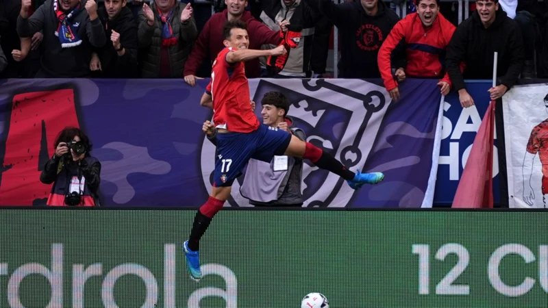 Ante Budimir anotó de penal y quedó a 3 goles de los 100 con Osasuna