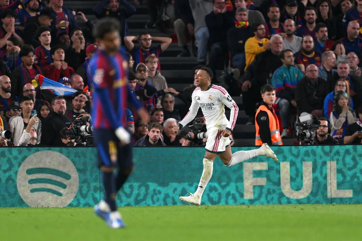 Mbappé abrió la cuenta en El Clásico entre Barcelona y Real Madrid