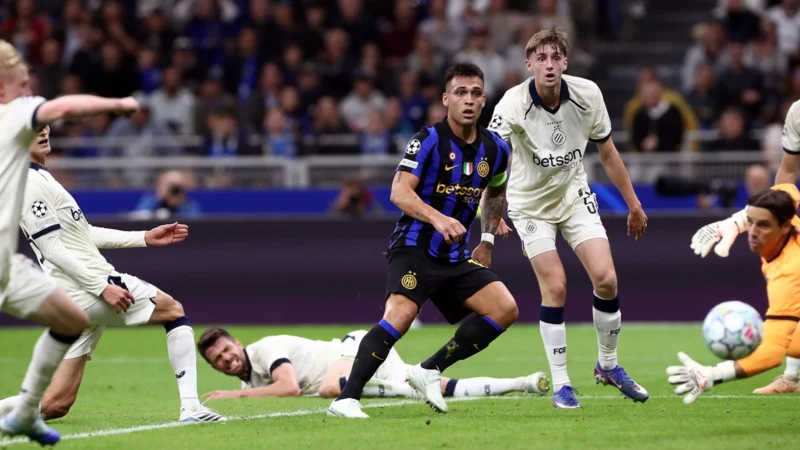Lautaro Martínez rescató al Inter e igualó rápido ante Brujas antes del entretiempo