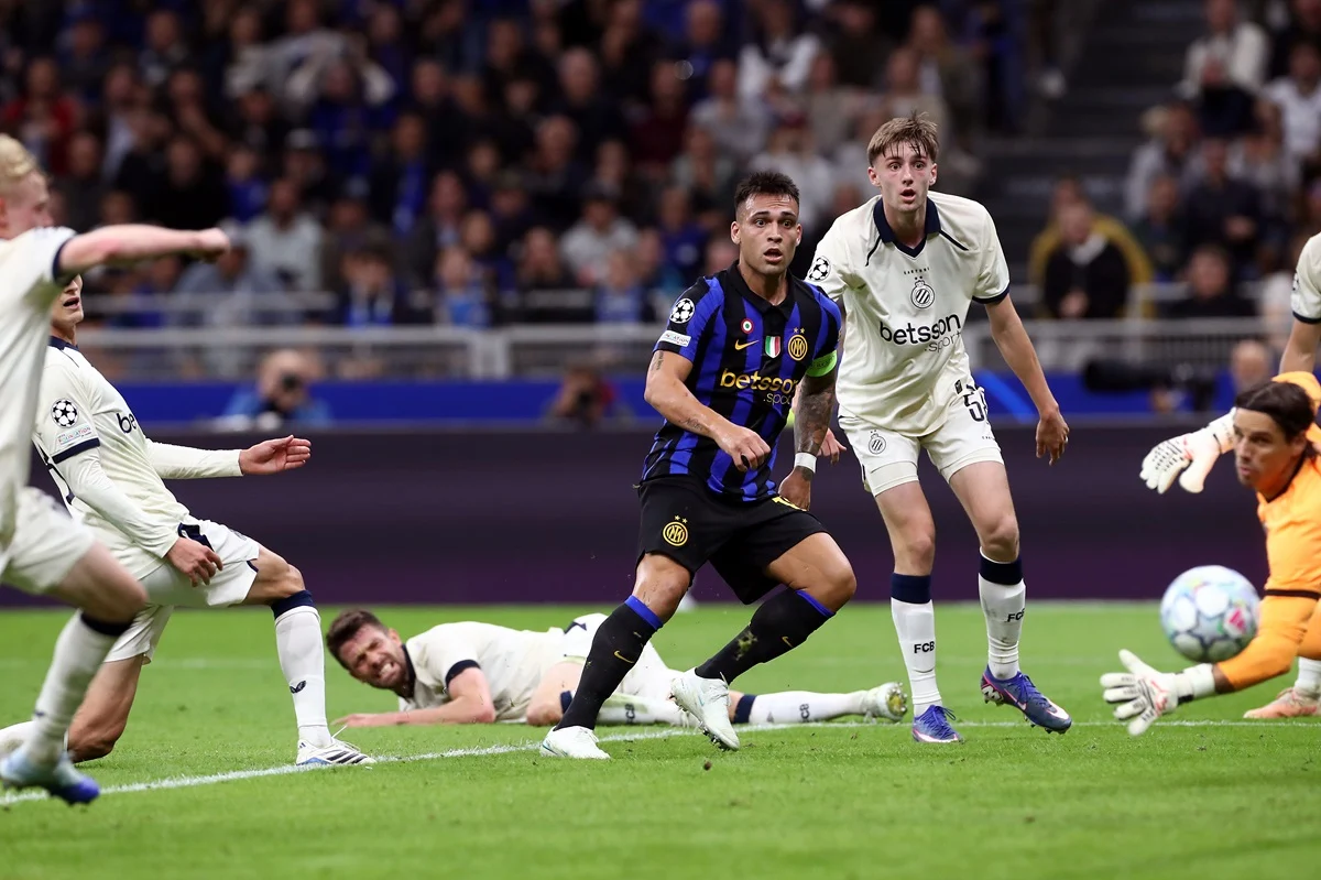 Lautaro Martínez rescató al Inter e igualó rápido ante Brujas antes del entretiempo