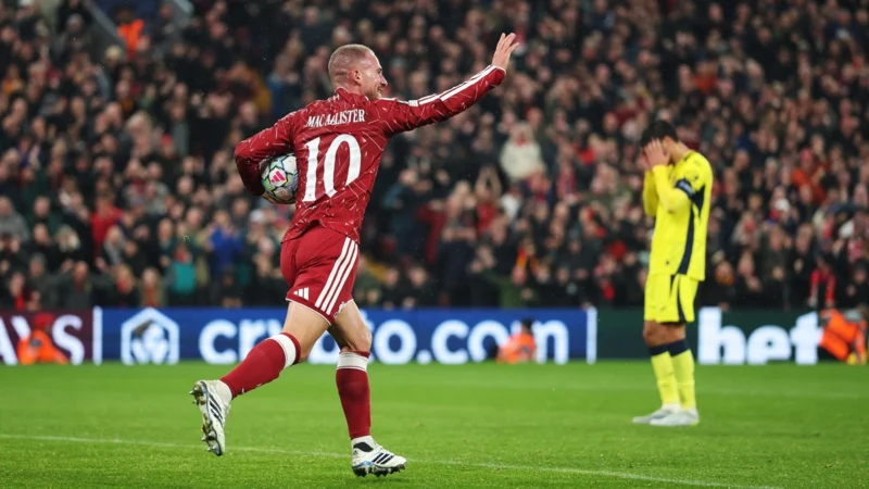 Alexis Mac Allister marcó ante Villarreal su segundo doblete con Liverpool en Champions League